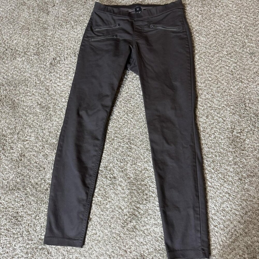 Hue Pants Womens Medium Gray Skinny Jeggings Zip Pocket Stretch Pull On
